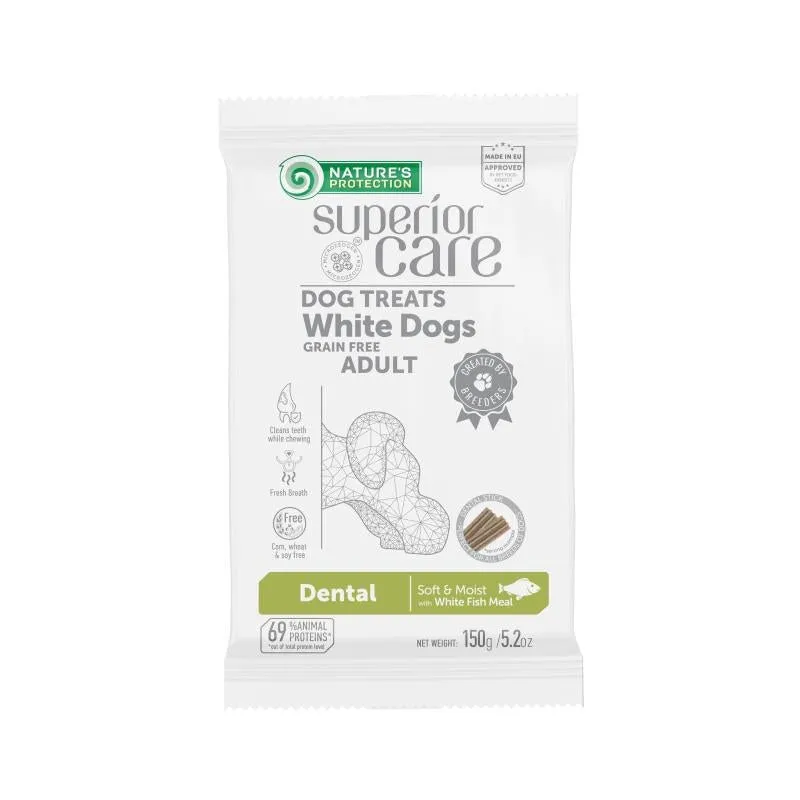 CLEARANCE Nature's Protection Superior Care White Dogs Grain-Free Dental Supplemental Treats Soft And Moist, White Fish