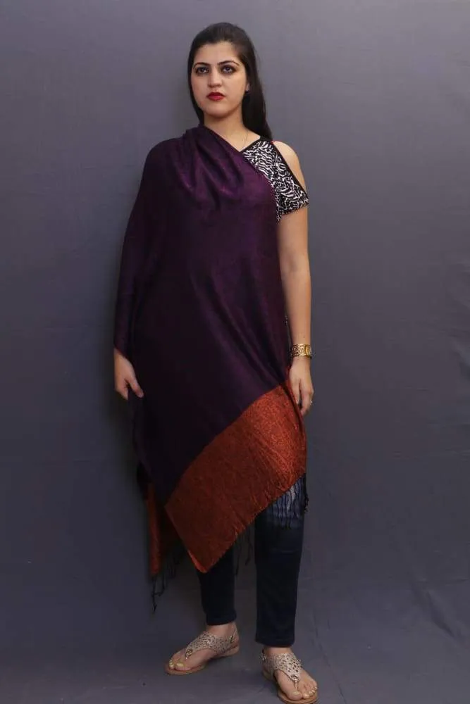 Delicate Wrap Along With Dark Purple Base And Highly Defined Broad Border Gains Whole Attention.