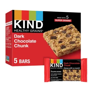 KIND Healthy Grain Gluten Free Dark Chocolate Chunk Snack Bars, 1.2 oz, 5 Count