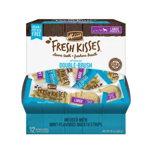 Merrick Fresh Kisses Grain Free Mint Breath Strips Large Dog Treat Box