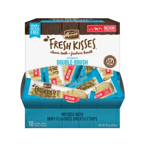 Merrick Fresh Kisses Grain Free Mint Breath Strips Medium Dog Treat Box