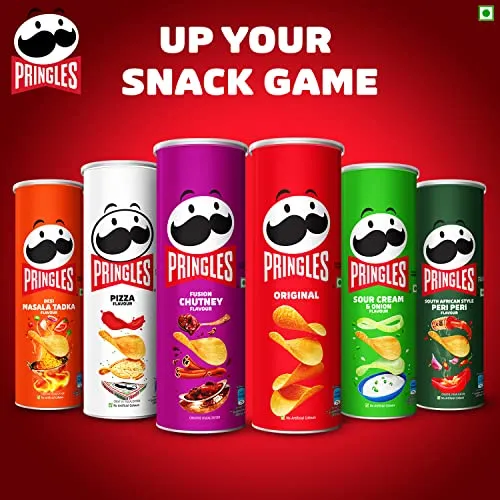 Pringles Original | Potato Chips | Classic Salted Potato Chips | Crispy Snack | Crunchy Snack for Movies, Games & More | On-the-Go Can | 134g