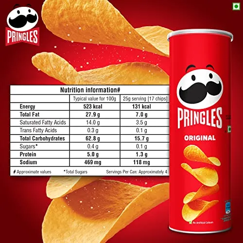 Pringles Original | Potato Chips | Classic Salted Potato Chips | Crispy Snack | Crunchy Snack for Movies, Games & More | On-the-Go Can | 134g