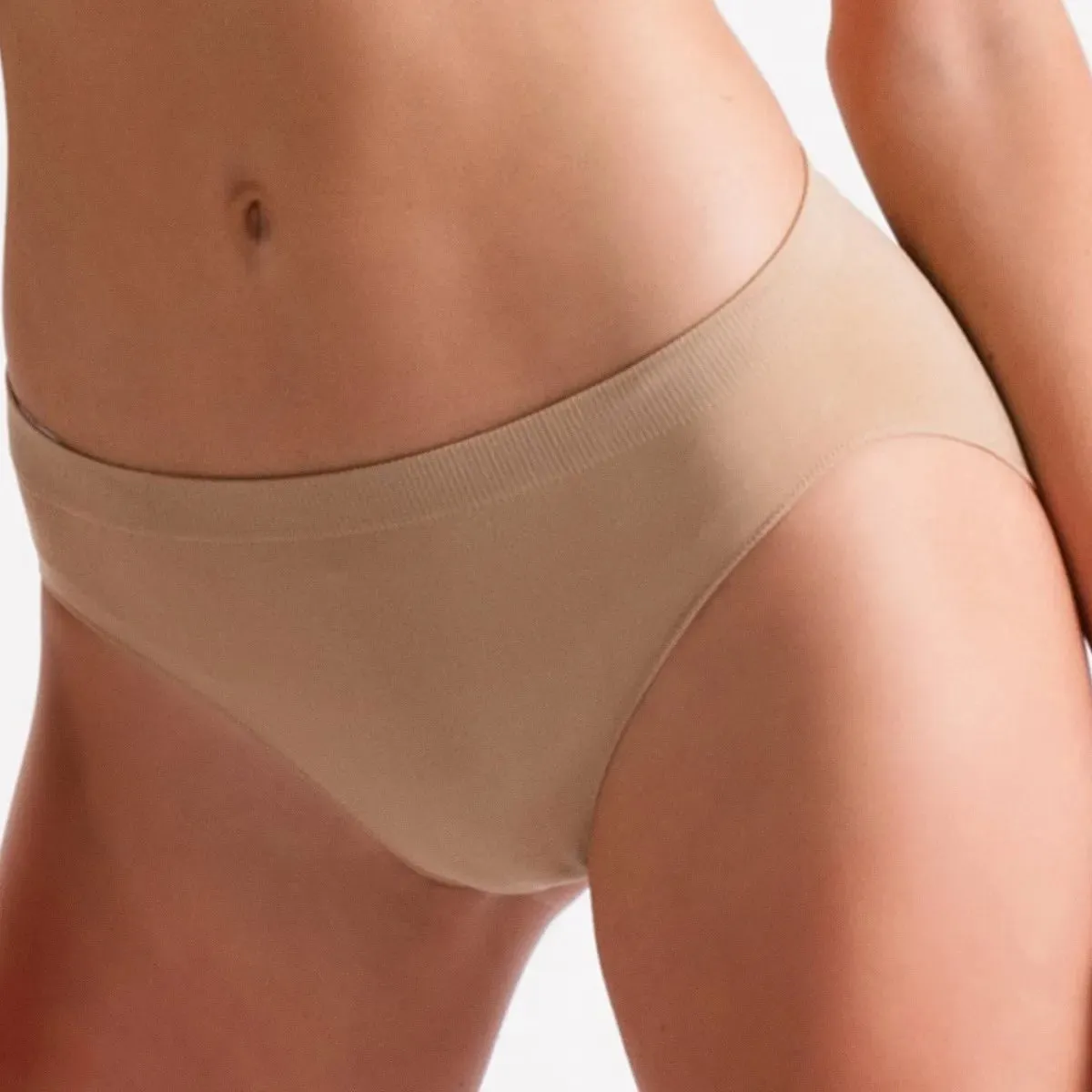 Silky Seamless High Cut Nude Dance Brief Pants