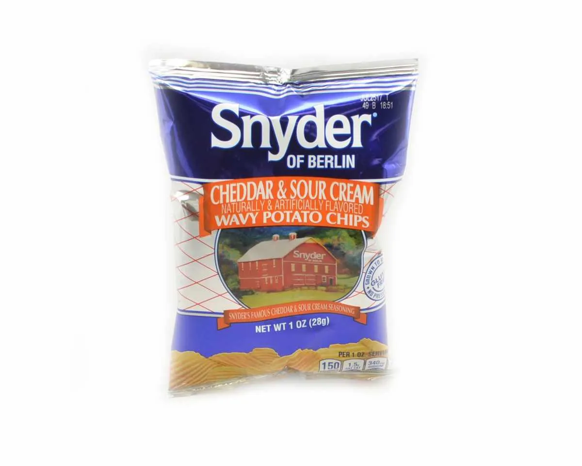 Snyder of Berlin Cheddar and Sour Cream Potato Chips 1 oz. Bags